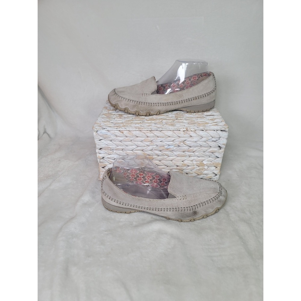 Skechers Bikers Moccasin Memory Foam Suede Loafers Minimalist 9.5 Wide Taupe